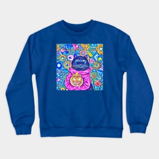 Happy Halloween Floral Black Cat Crewneck Sweatshirt